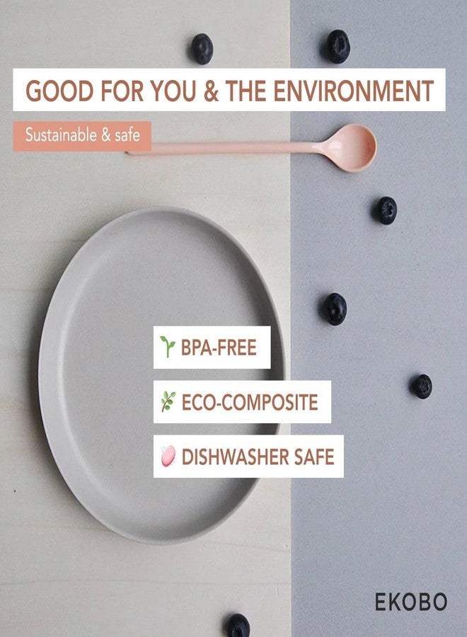 EKOBO Bamboo Kids Plates Set SCANDI – 4 Reusable 7" Bamboo Plates in Scandi Colors (Blush, Cloud, Storm, Terracotta), BPA-Free Eco Dinnerware for Kids (Ages 6+), Durable, Stackable, Dishwasher Safe - Image 4